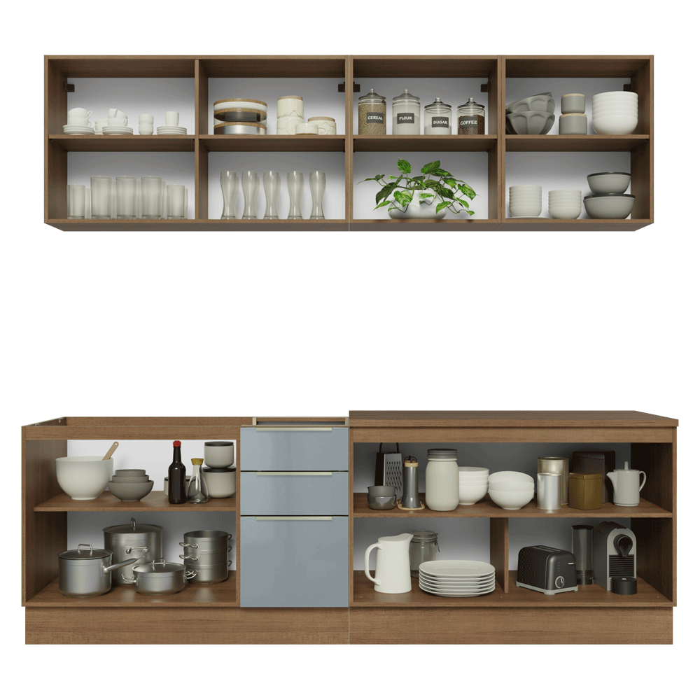 Combo completo de Cocina 240 cm Marrón/Gris Lux Madesa 09