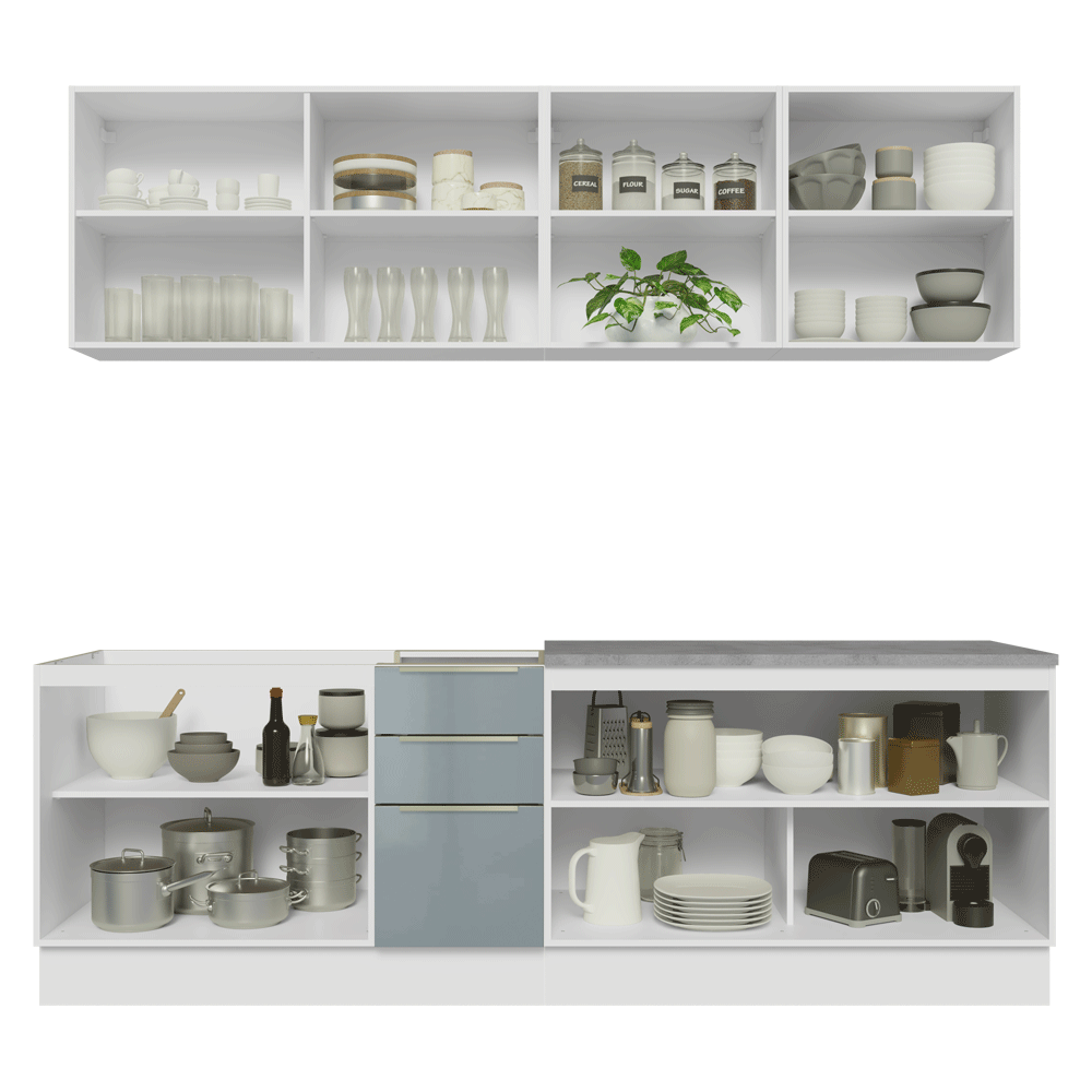Combo completo de Cocina 240 cm Blanco/Gris Lux Madesa 09