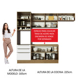 Combo Completo de Cocina 260 x 60 cm Marrón/Blanco Aterciopelado Lux Madesa 03