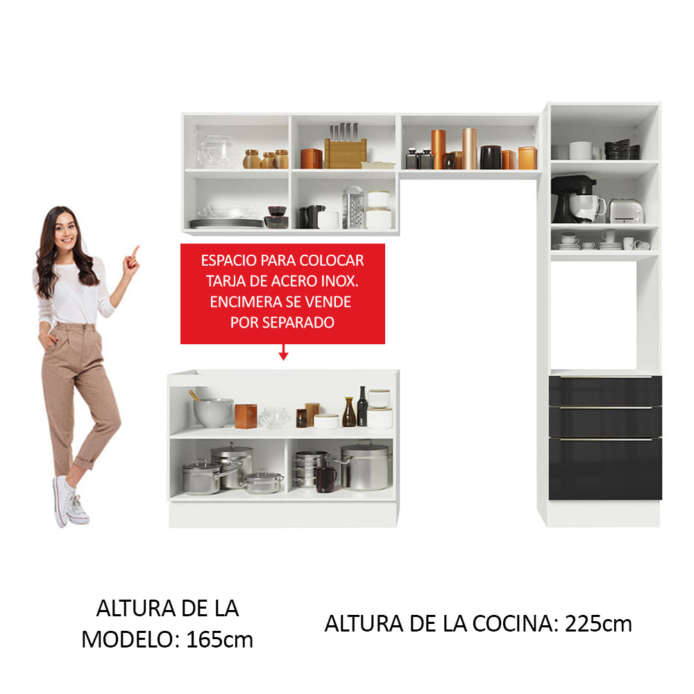 Combo completo de Cocina 260cm Blanco/Negro Lux Madesa 05