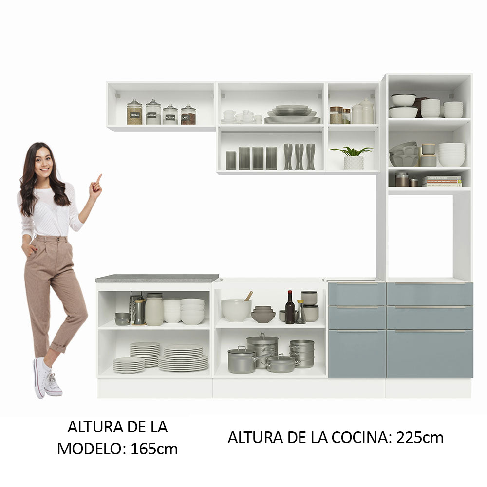 Combo completo de Cocina 260cm Blanco/Gris Lux Madesa 08
