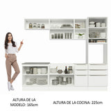 Combo Completo de Cocina 260 x 60 cm Blanco Aterciopelado Lux Madesa 08