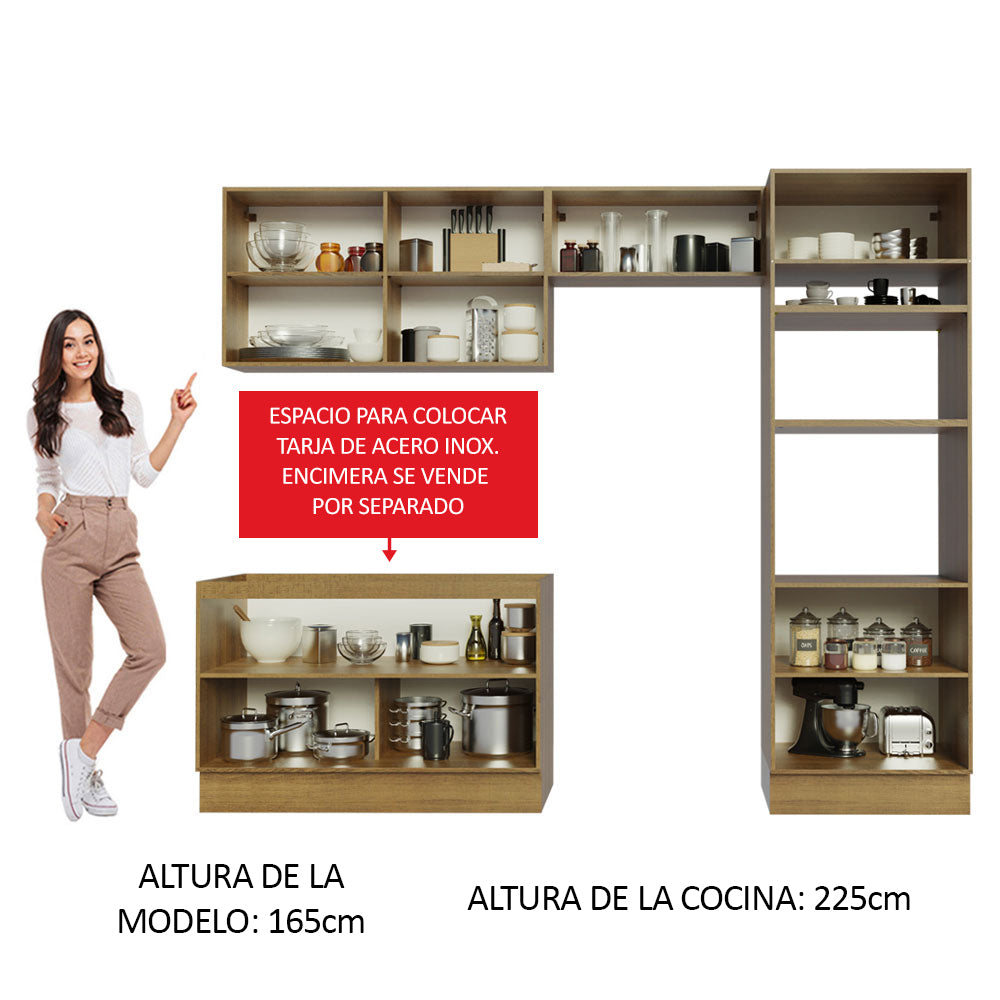 Combo completo de Cocina 270cm Marrón/Gris Lux Madesa 01