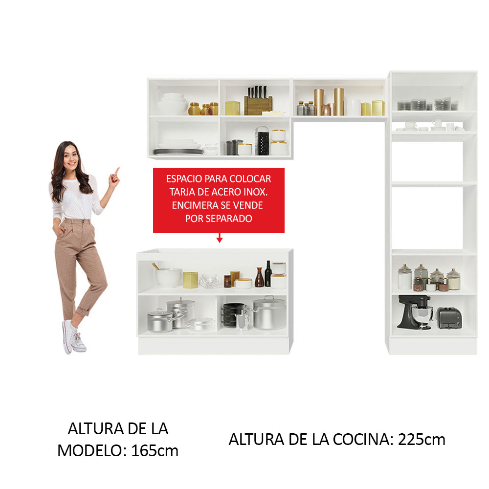 Combo completo de Cocina 270cm Blanco Gris Lux Madesa 01