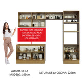 Combo Completo de Cocina 270 x 60 cm Marrón/Blanco Aterciopelado Lux Madesa 01