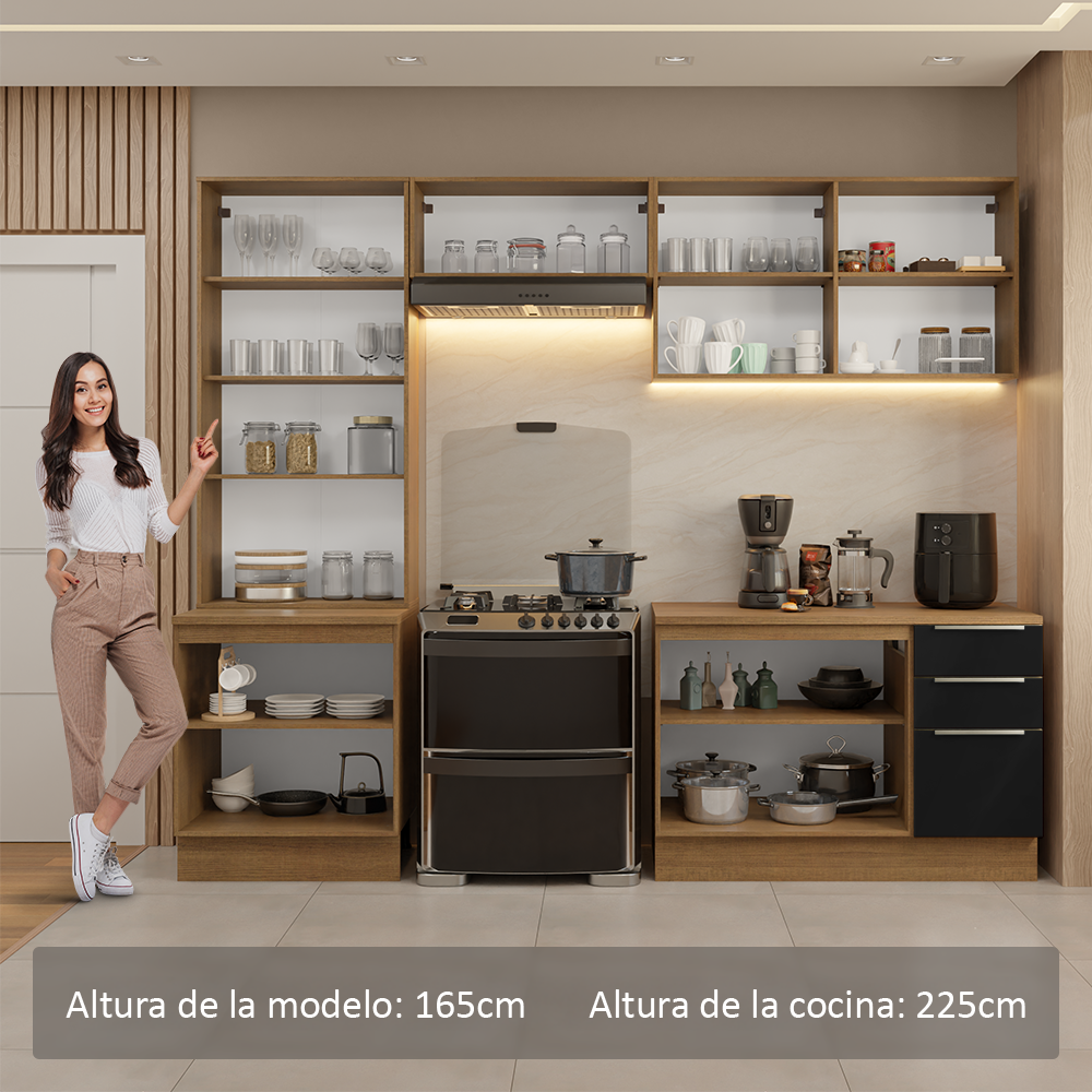 Combo completo de Cocina con Cristalero 270 cm Madesa Lux MN 04
