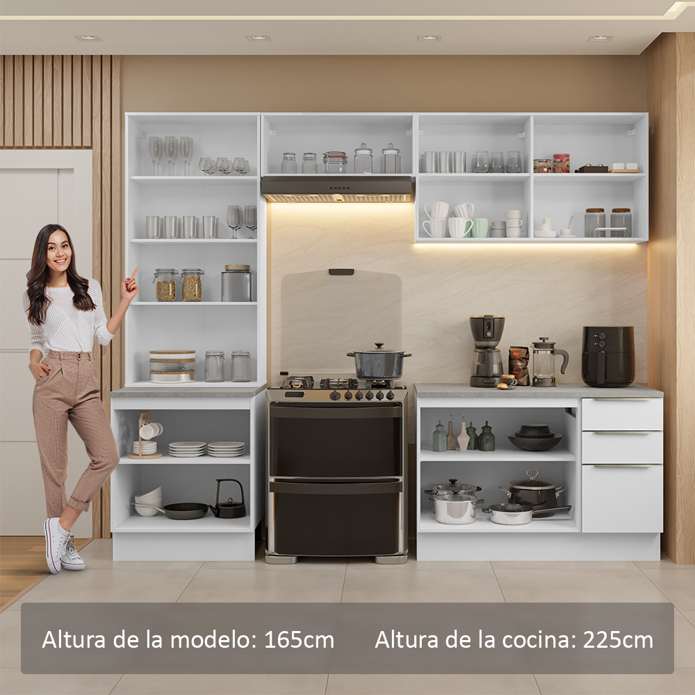 Combo completo de Cocina con Cristalero 270 cm Madesa Lux BB 04