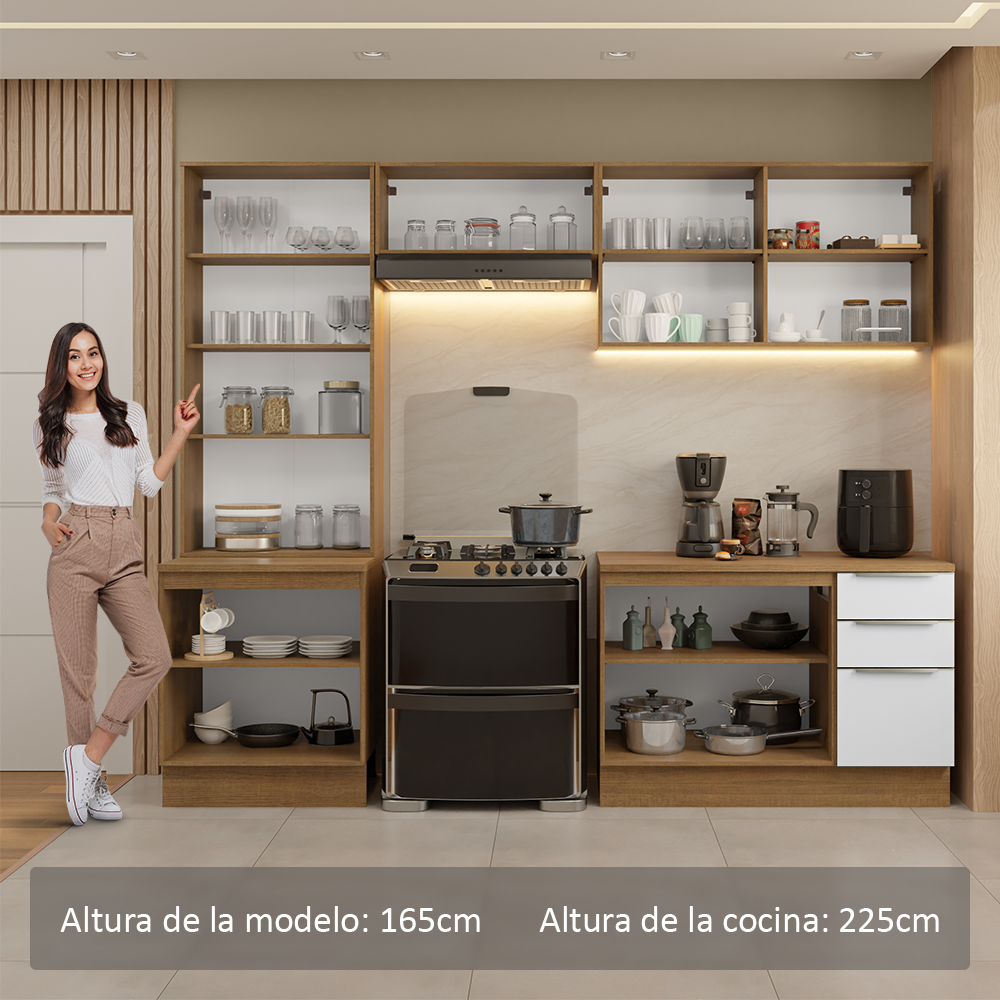 Combo completo de Cocina con Cristalero 270 cm Madesa Lux MB 04
