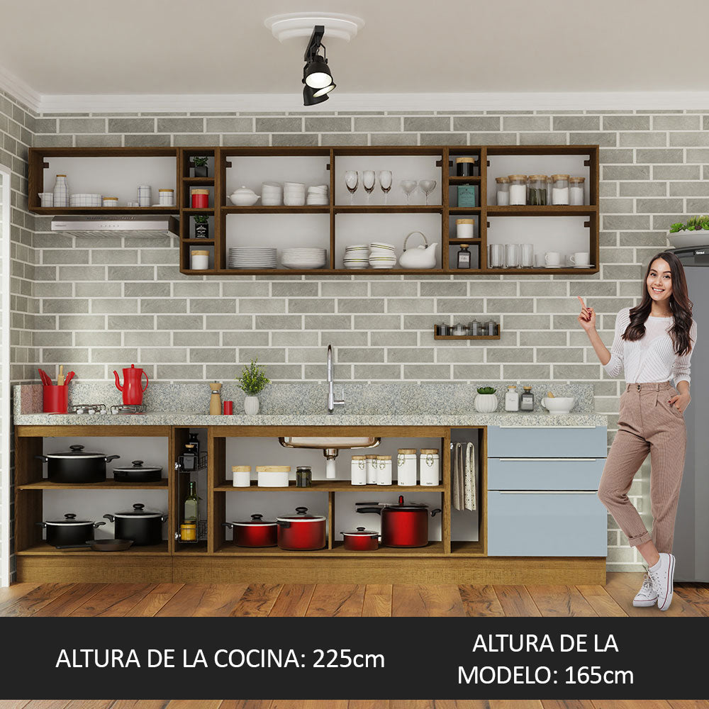 Combo completo de Cocina 300cm Marrón/Gris Lux da Sabrina Madesa