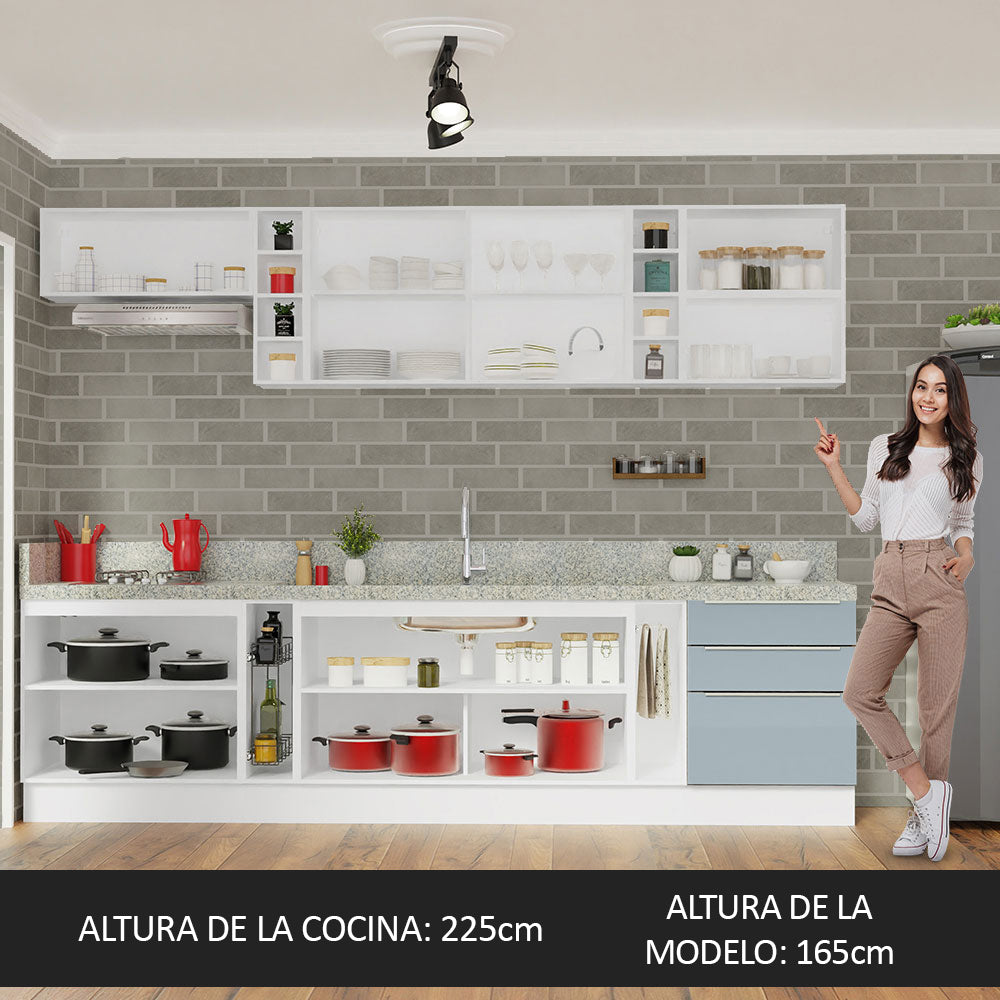 Combo completo de Cocina 300cm Blanco/Gris Lux da Sabrina Madesa