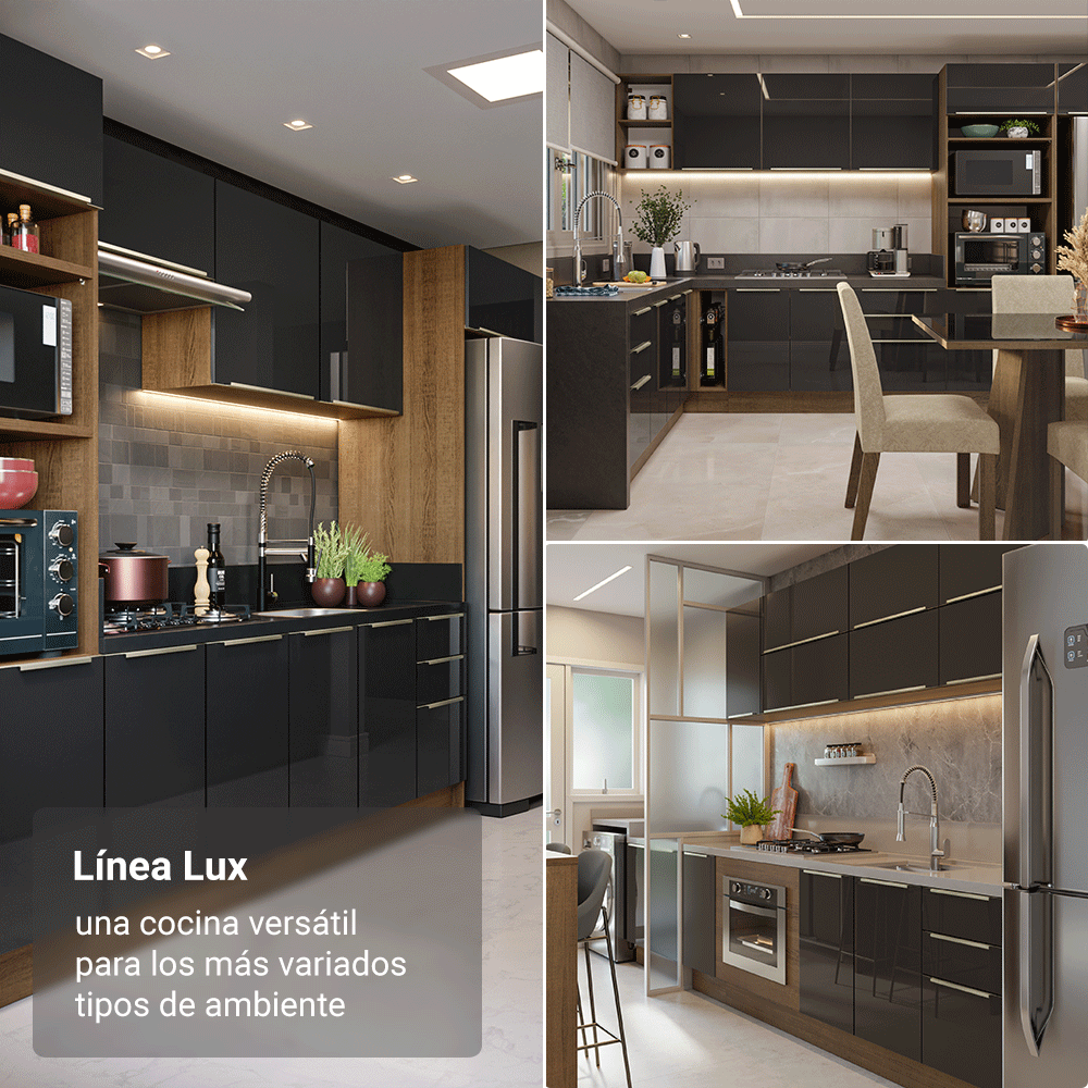 Combo completo de Cocina 310 x 60 cm Marrón/Negro Lux Madesa 02