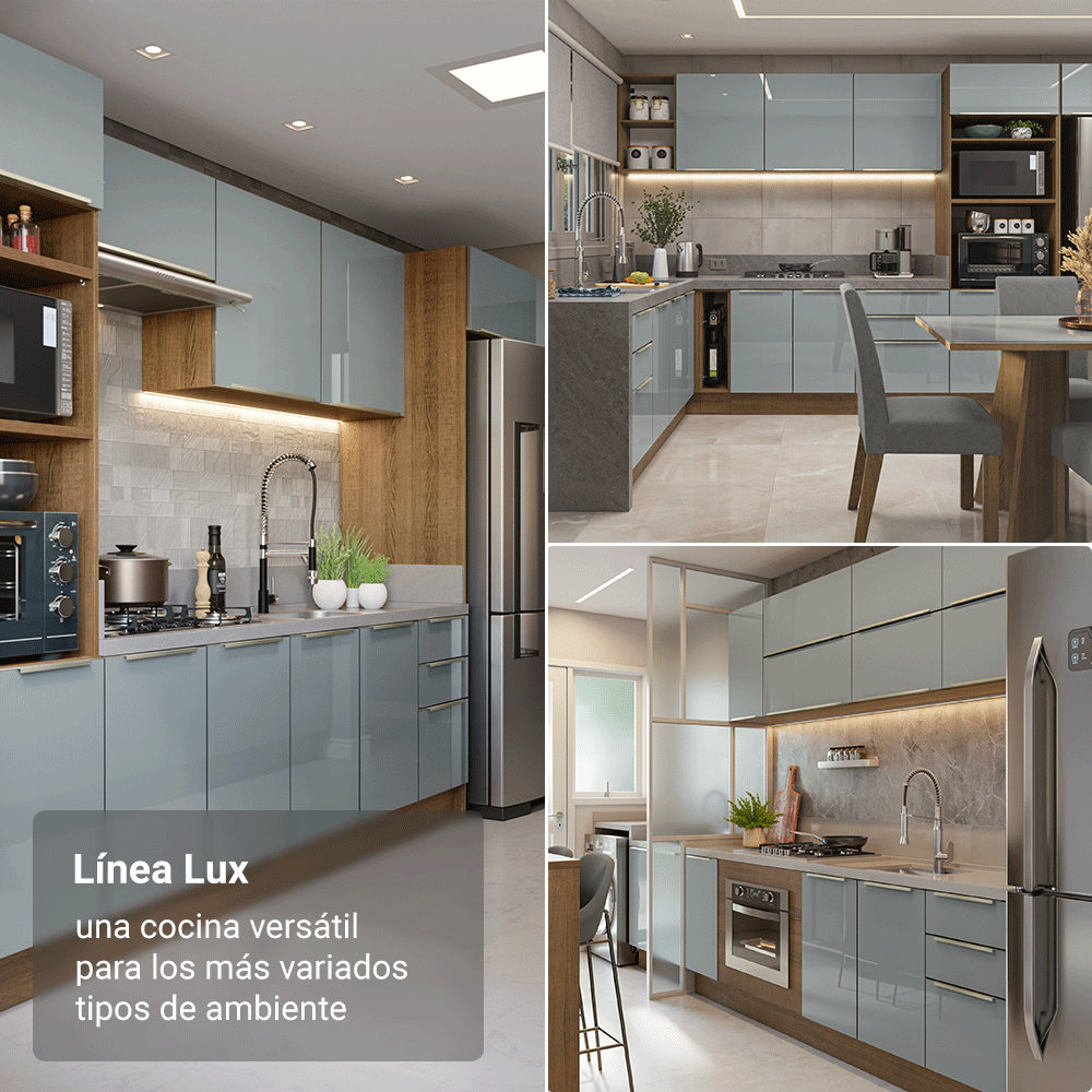 Combo completo de Cocina 310 x 60 cm Marrón/Gris Lux Madesa 02