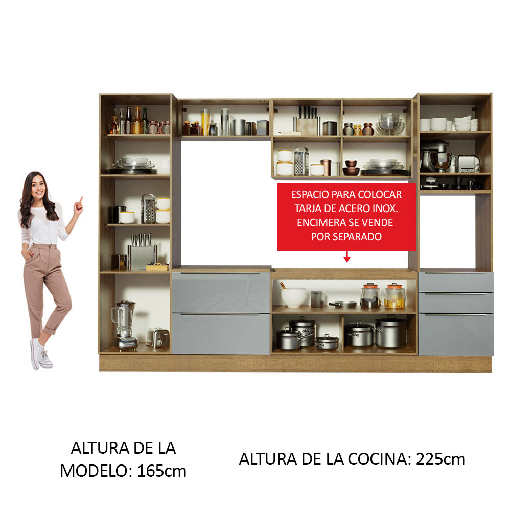Combo completo de Cocina 320cm Marrón/Gris Lux Madesa 03