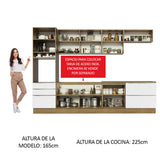 Combo Completo de Cocina 320 x 60 cm Marrón/Blanco Aterciopelado Lux Madesa 04