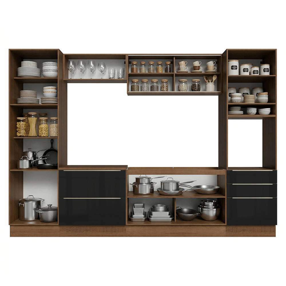 Combo completo de Cocina 320 cm Marrón/Negro Lux Madesa 08