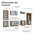 Combo completo de Cocina 340 cm con Cristalero 14 Puertas 3 Cajones Sin Mesada Marrón/Gris Lux Madesa