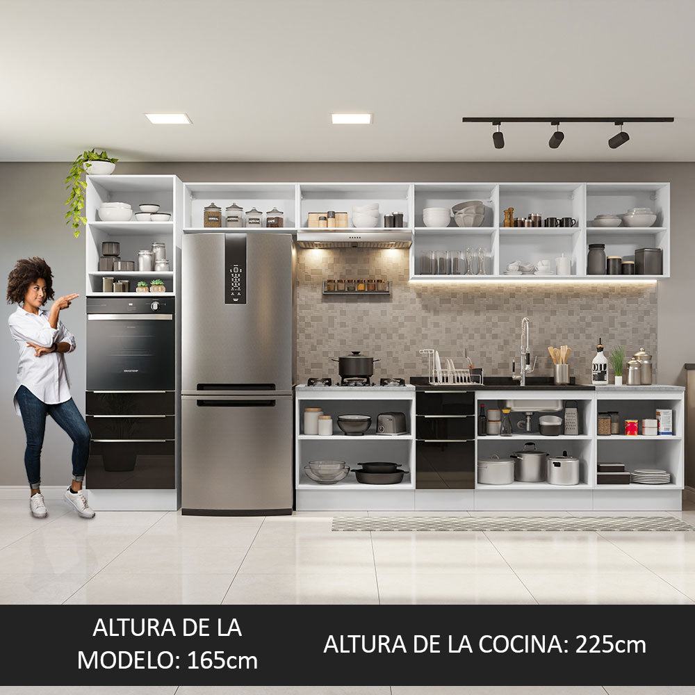 Combo completo de Cocina 400cm Blanco/Negro Lux da Thauane Madesa