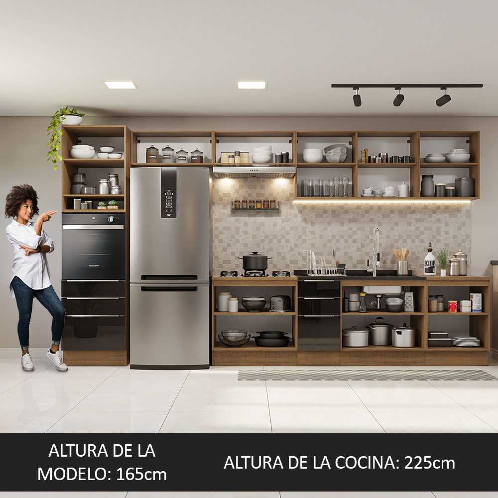 Combo completo de Cocina 400cm Marrón/Negro Lux da Thauane Madesa