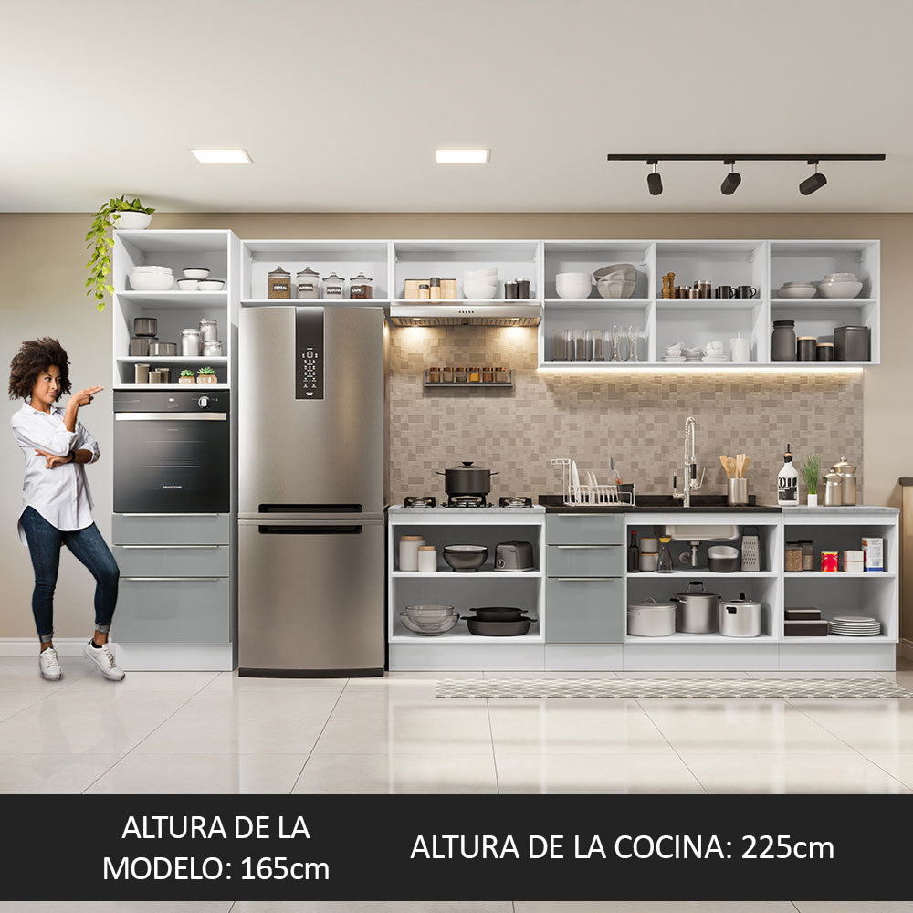 Combo completo de Cocina 400cm Blanco/Gris Lux da Thauane Madesa