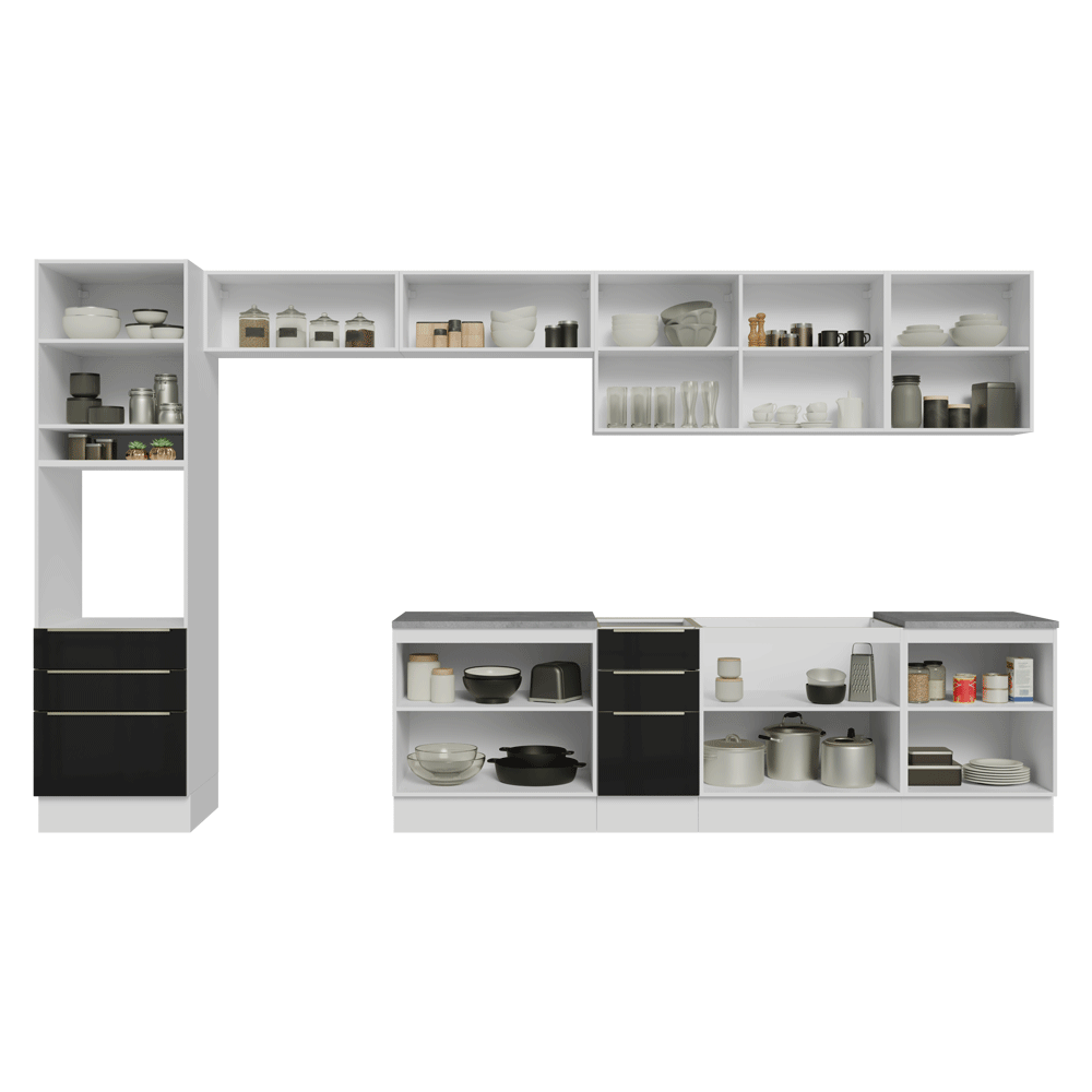 Combo completo de Cocina 400 cm Blanco/Negro Lux Madesa 02