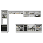 Combo completo de Cocina 400 cm 11 Puertas 6 Cajones Sin Mesada Blanco/Negro Lux Madesa 02