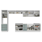 Combo completo de Cocina 400 cm 11 Puertas 6 Cajones Sin Mesada Blanco/Gris Lux Madesa