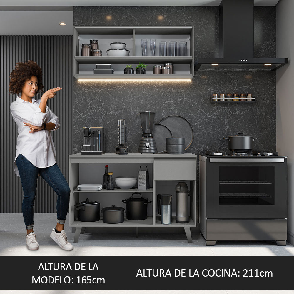 Cocina Compacta 120 cm Gris Nice Madesa 01