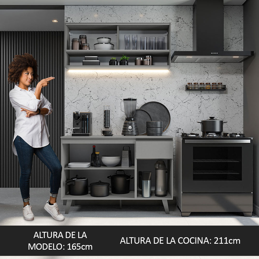 Cocina Compacta 120 cm Gris Nice Madesa 02