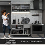 Cocina Compacta 120 cm Gris Nice Madesa 02