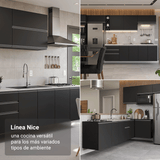Cocina Compacta 120 cm Flotante Negro Nice Madesa 06