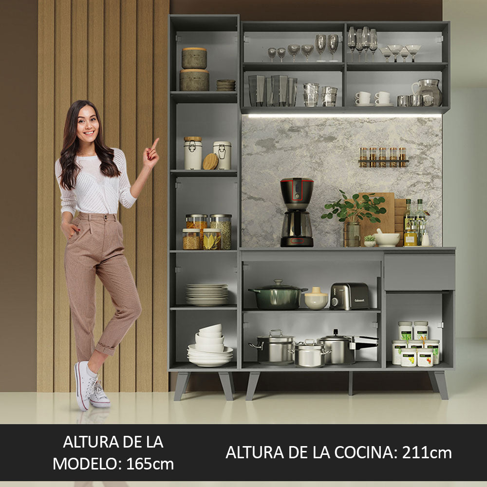 Cocina Compacta 160cm Gris Nice Madesa 01