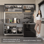 Combo completo de Cocina Flotante Nice 200 cm 5 Puertas (Con Mesada) Gris 04 Madesa