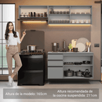 Combo completo de Cocina Flotante Nice 200 cm 5 Puertas (Con Mesada) Gris 05 Madesa