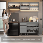 Cocina Compacta 200 cm 5 Puertas 3 Cajones Gris Nice Madesa