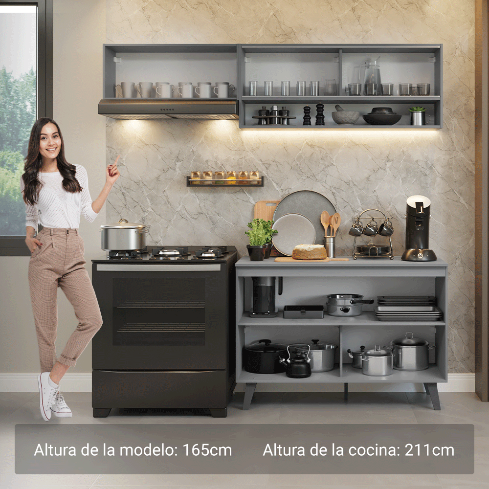 Combo de Cocina 200cm Gris Nice Madesa 09