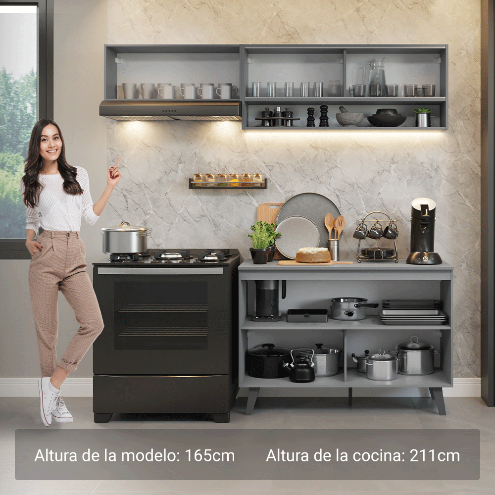 Combo de Cocina 200cm Gris Nice Madesa 10