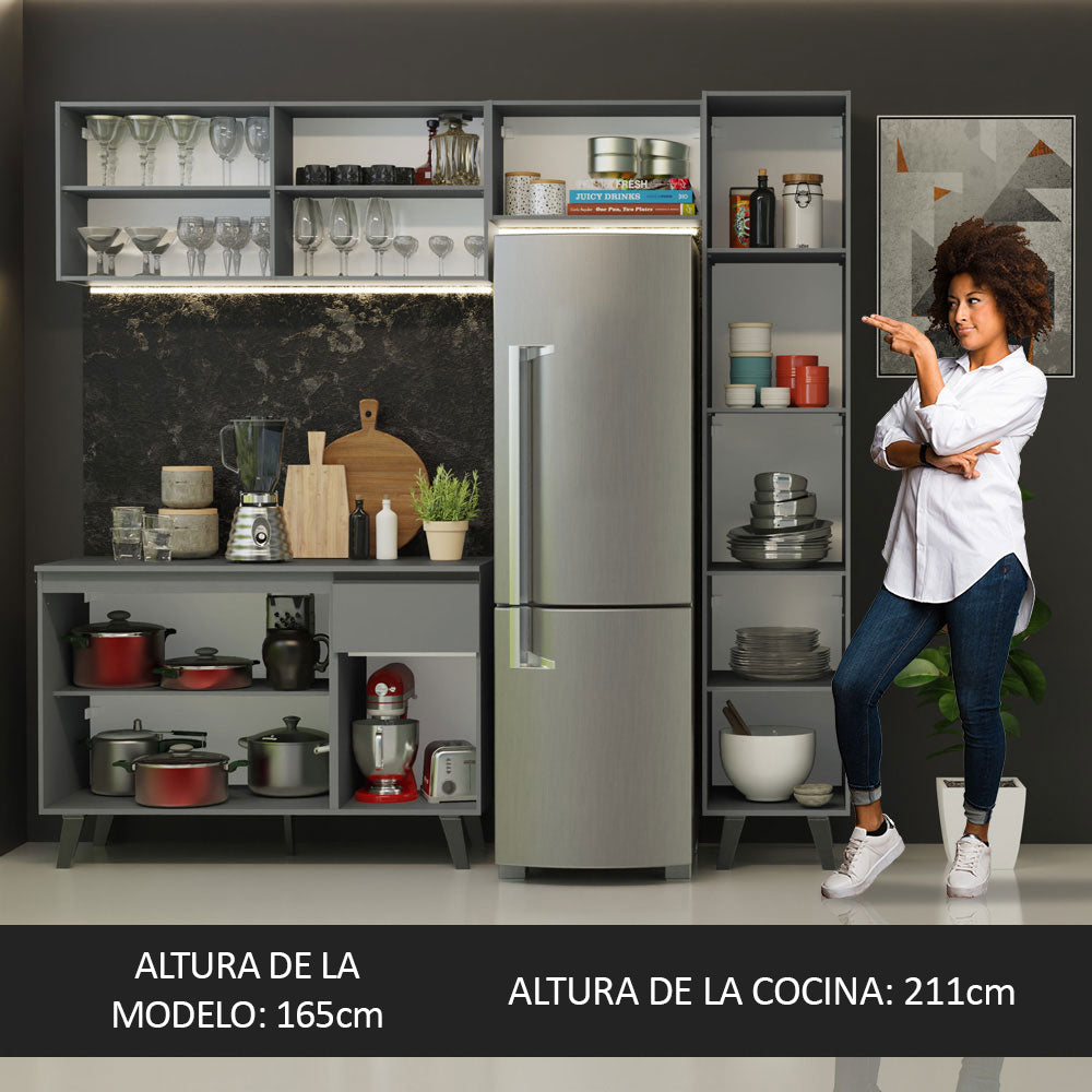 Combo Completo de Cocina 220 cm Gris Nice Madesa 03
