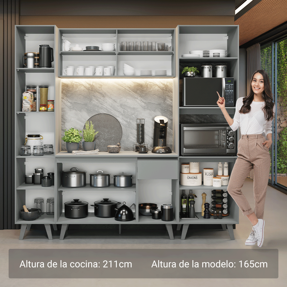 Combo completo de Cocina 220cm Gris Nice Madesa 05