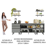 Cocina Compacta 240 cm Gris Nice Madesa 01