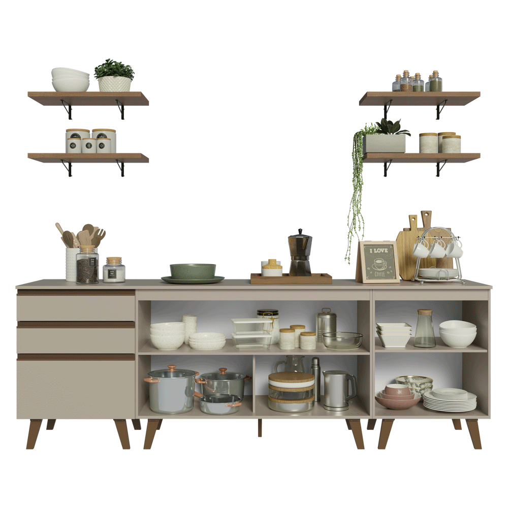 Combo completo de Cocina 240cm Crema Nice 01