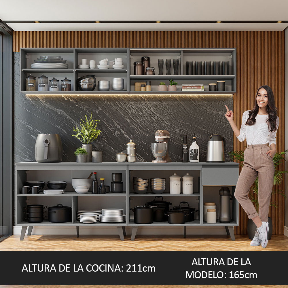 Combo Completo de Cocina 240 cm Gris Nice Madesa 02