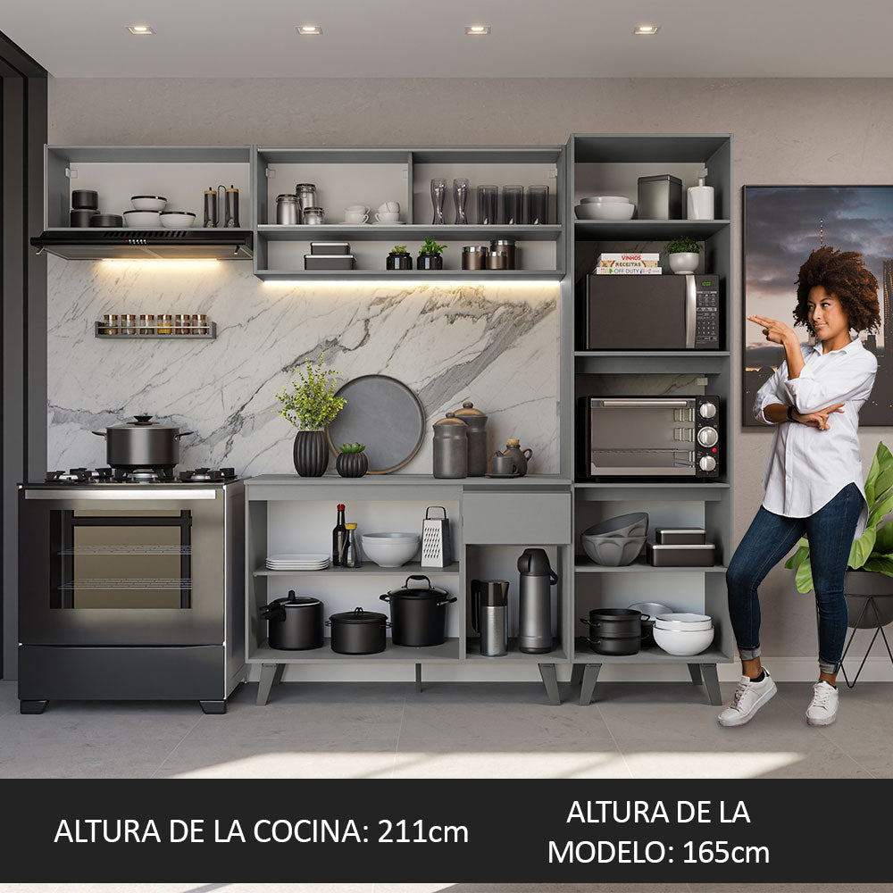 Combo Completo de Cocina 260 cm Gris Nice Madesa 03