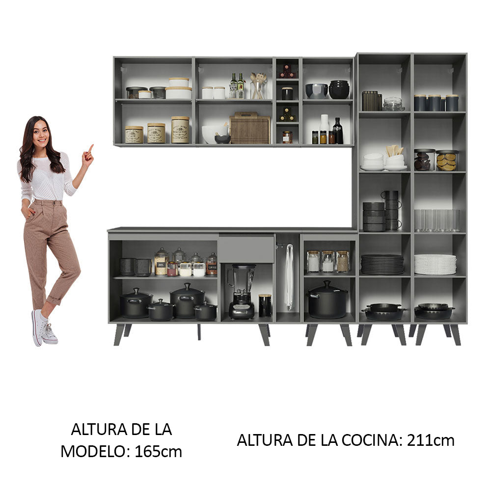 Combo Completo de Cocina 260 cm Gris Nice Madesa 05