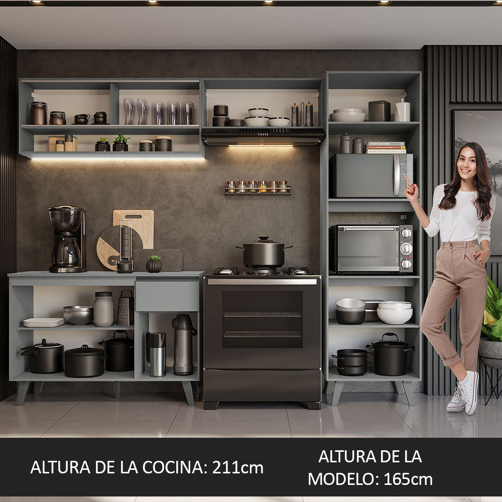 Combo Completo de Cocina 260 cm Gris Nice Madesa 08