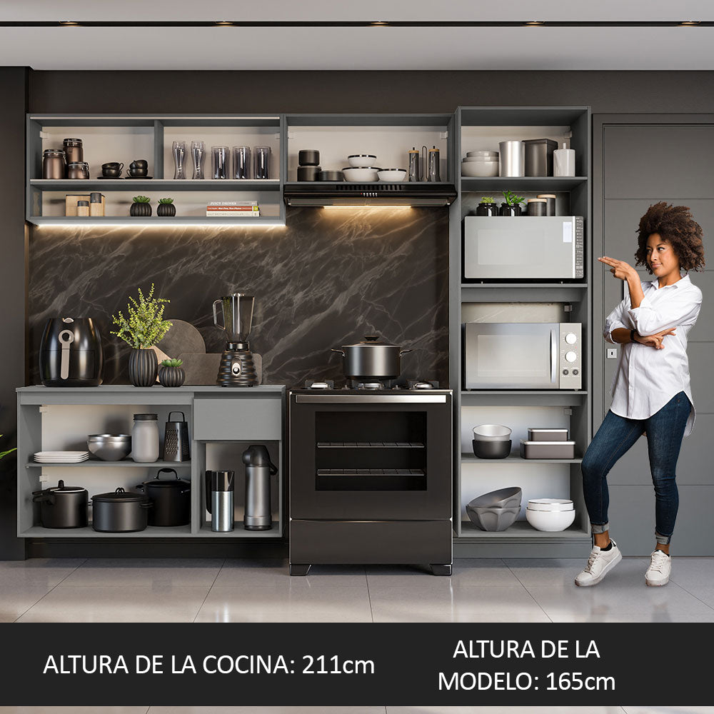 Combo Completo de Cocina Flotante 260 cm Gris Nice Madesa 10
