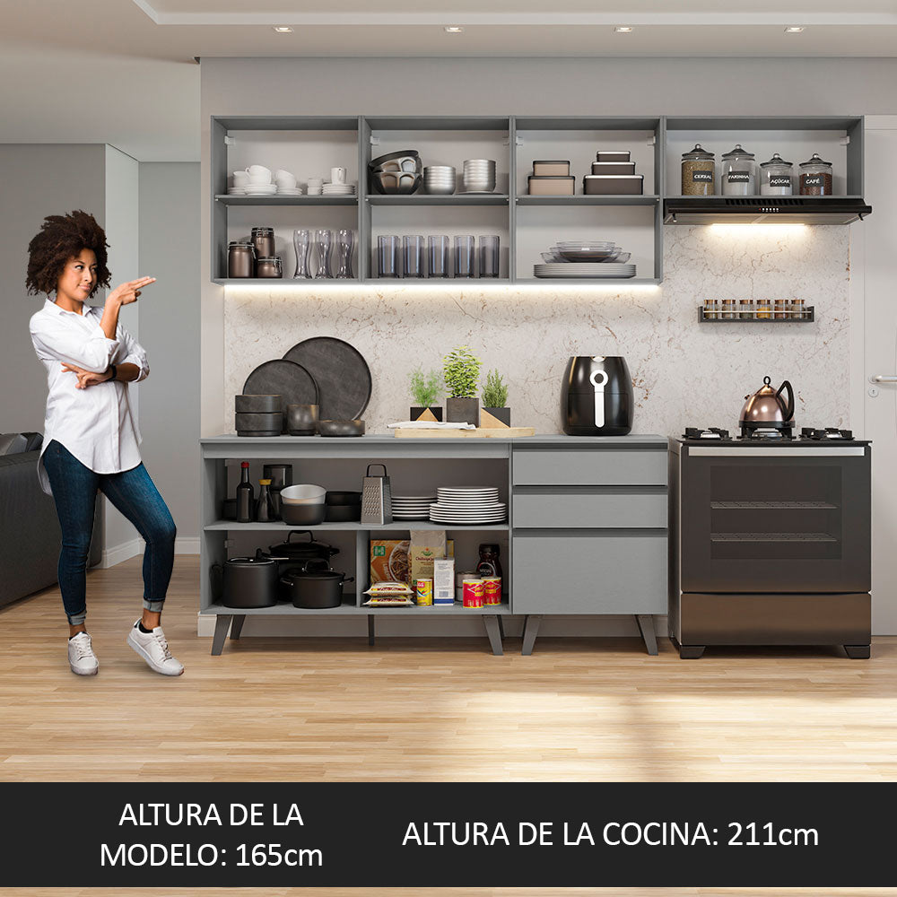 Combo Completo de Cocina 260 cm Gris Nice Madesa 12