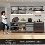 Combo Completo de Cocina 260 cm Gris Nice Madesa 12