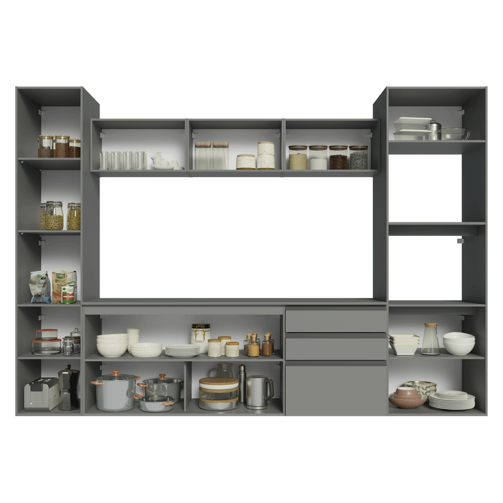 Combo completo de Cocina 280 cm, Flotante Gris Nice 06