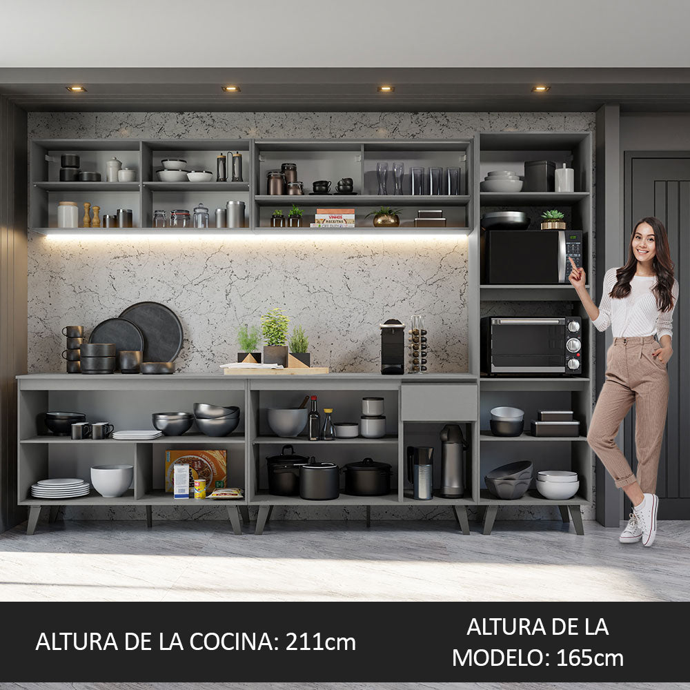 Combo Completo de Cocina 300 cm Gris Nice Madesa 02