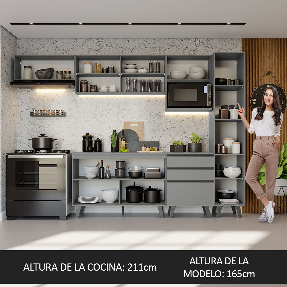 Combo Completo de Cocina 300 cm Gris Nice Madesa 05